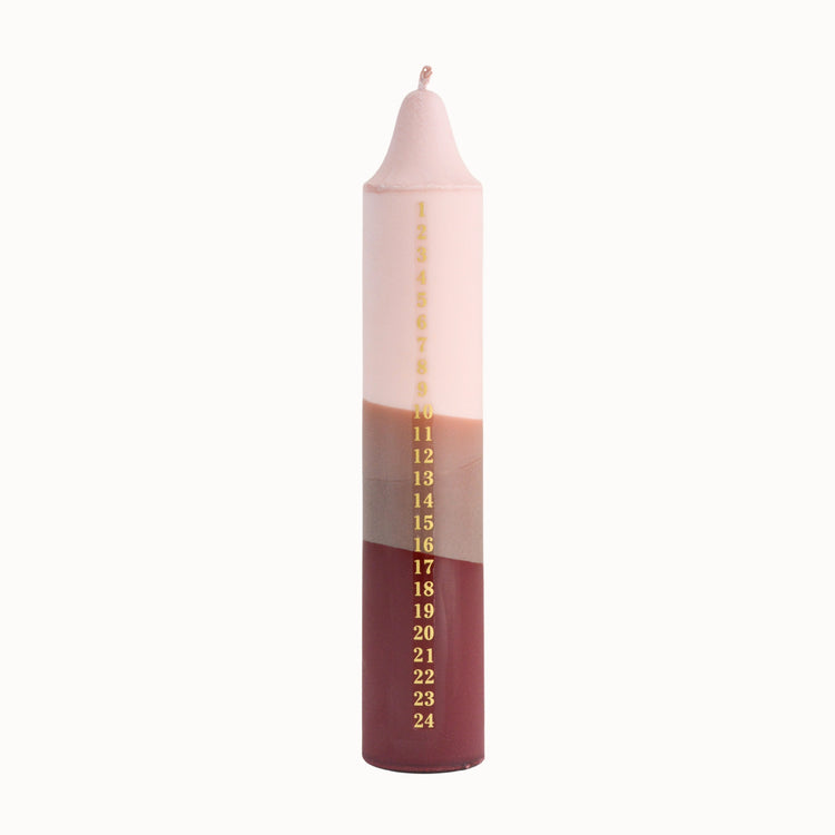 Adventskerze beige, braun,bordeaux