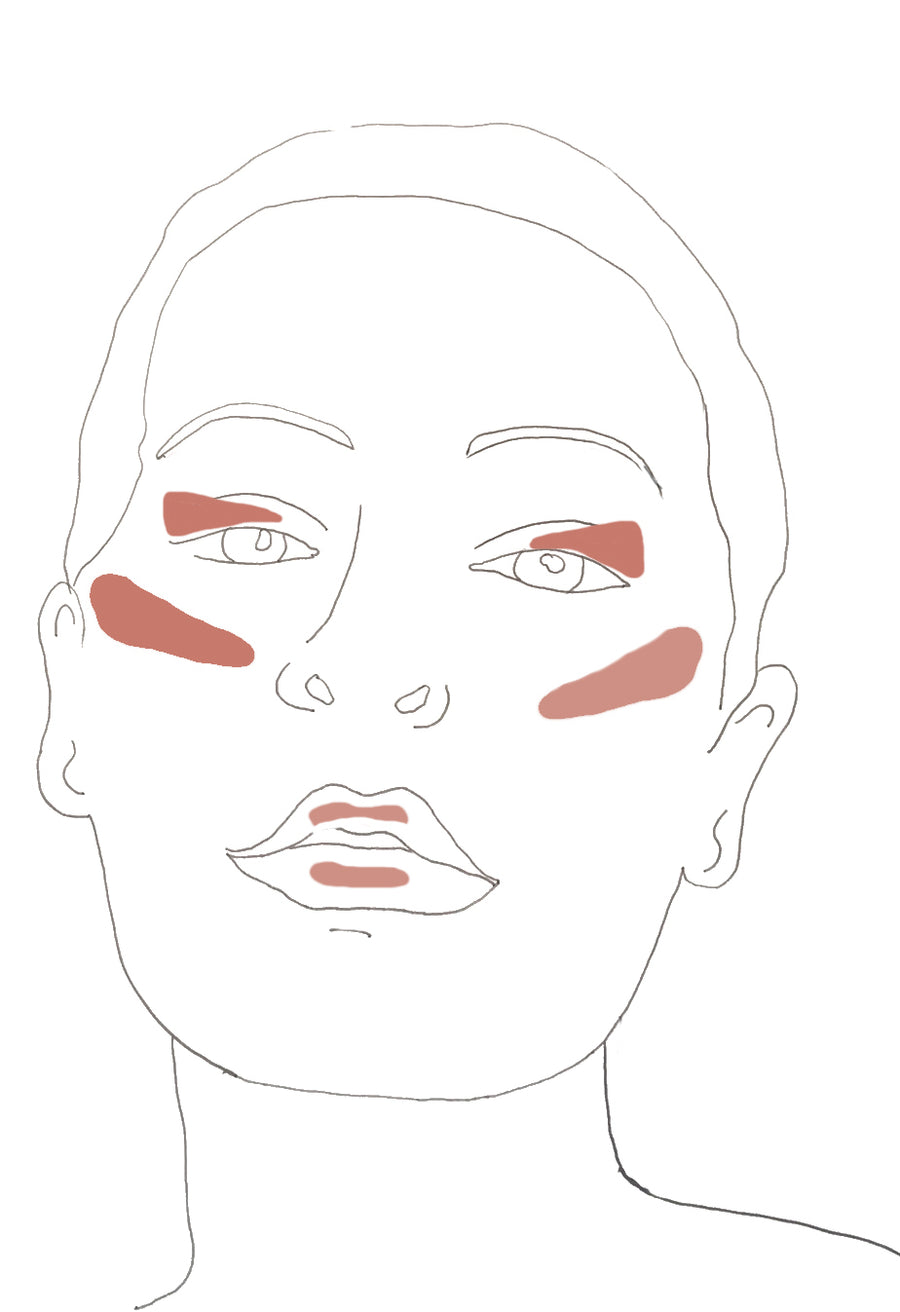 Blush Balm "Mauve Mood" von Pure U. - Anwendungsbeispiel für Wange, Lippen und Augenlieder