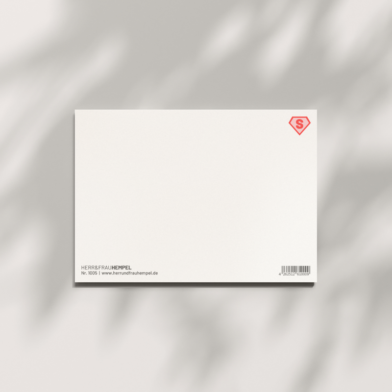 Postkarte Supermama von Herr & Frau Hempel - Rückseite blanko