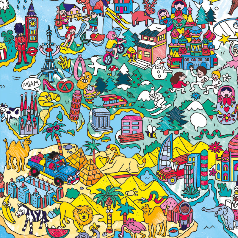 XXL Ausmalposter "Atlas" von OMY - Detailansicht ausgemalte Elemente