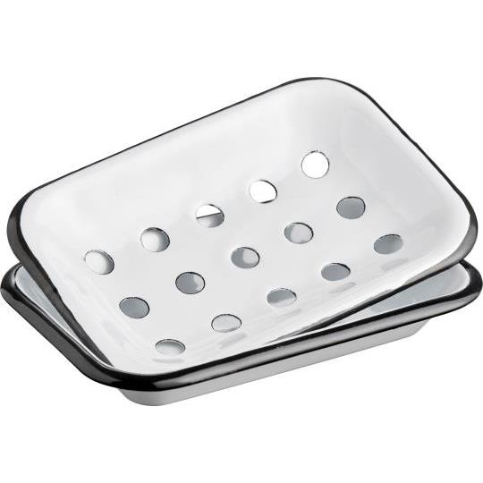 Seifenschale in weiß aus Emaille von IB Laursen - bestehend aus zwei Teilen für leichte Reinigung