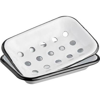 Seifenschale in weiß aus Emaille von IB Laursen - bestehend aus zwei Teilen für leichte Reinigung