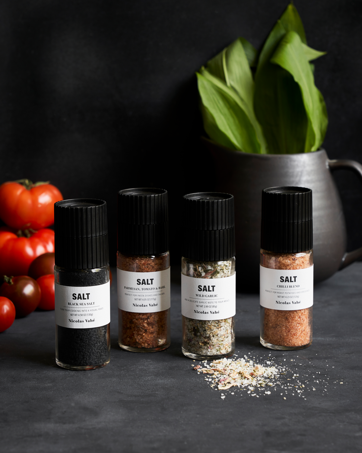 Geschenkbox "Savoury Collection" von Nicolas Vahé - bestehend aus vier Salzmühlen im Miniformat