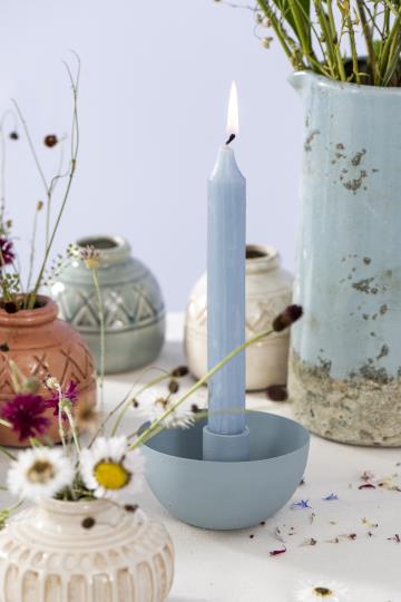 Kerze "Rustik" in hellblau von IB Laursen - passend zu vielen Kerzenständern