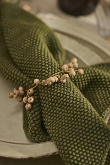 Spüllappen "Mynte" in olive on IB Laursen - schlichtes Deign in Feinstrick. Als Serviette zum gedeckten Tisch.