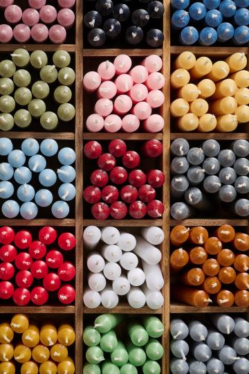 Mini Stabkerze "Rustik" von IB Laursen - Übersicht der verschienden Farbtöne