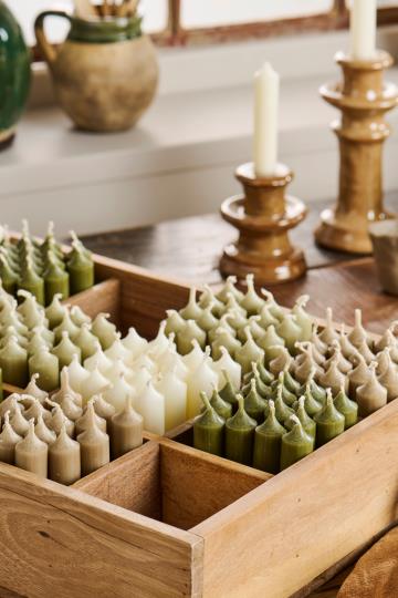 Mini Stabkerze "Rustik"in sand von IB Laursen - im Mix in der Farbwelt beige grün