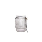 Die Vase "Straight" von Ernst aus Glas, 10cm hoch – elegant mit kleinem Fuß und Lederband.