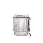 Die Vase "Straight" von Ernst aus Glas, 15cm hoch – elegant mit kleinem Fuß und Lederband.