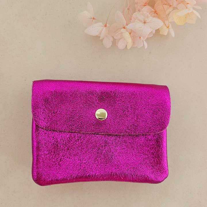 Portemonnaie aus schimmerndem Leder in pink - Ideal für den Alltag oder für die nächste Party. 