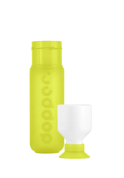 Dopper 450 ml Trinkflasche in der Farbe Seahorse Lime – mit integriertem Becher