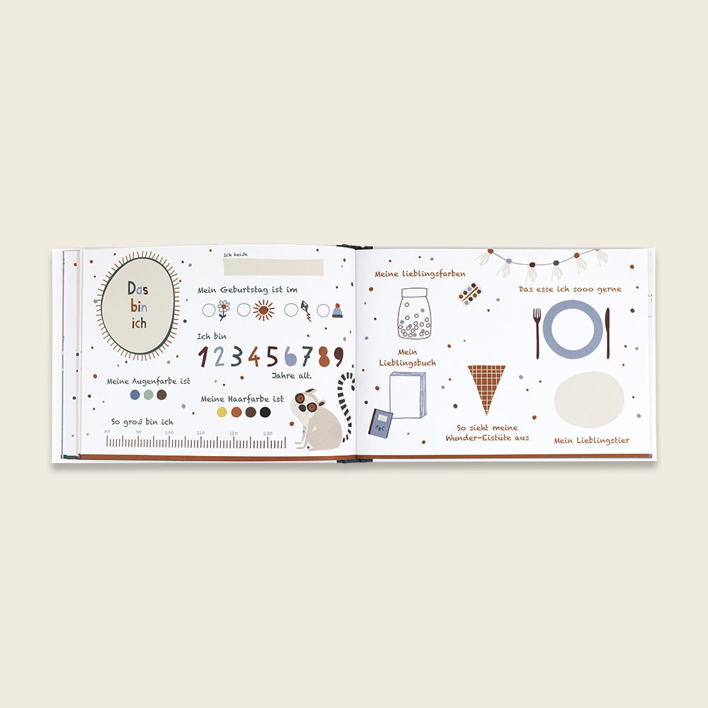 Freundebuch "Alle meine Freunde" von Ava & Yves - kreative gestaltete Seiten zum einfachen Ausfüllen