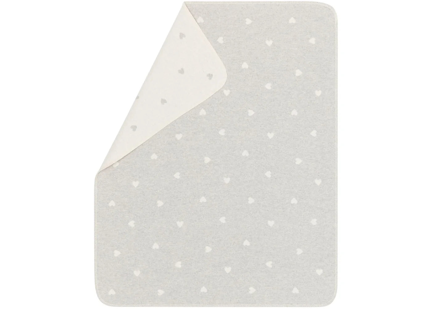 Babydecke "Herzen" in grau von David Fussengger -  kuschelweich, doppelseitig, waschbar und aus recycelter Baumwolle. 