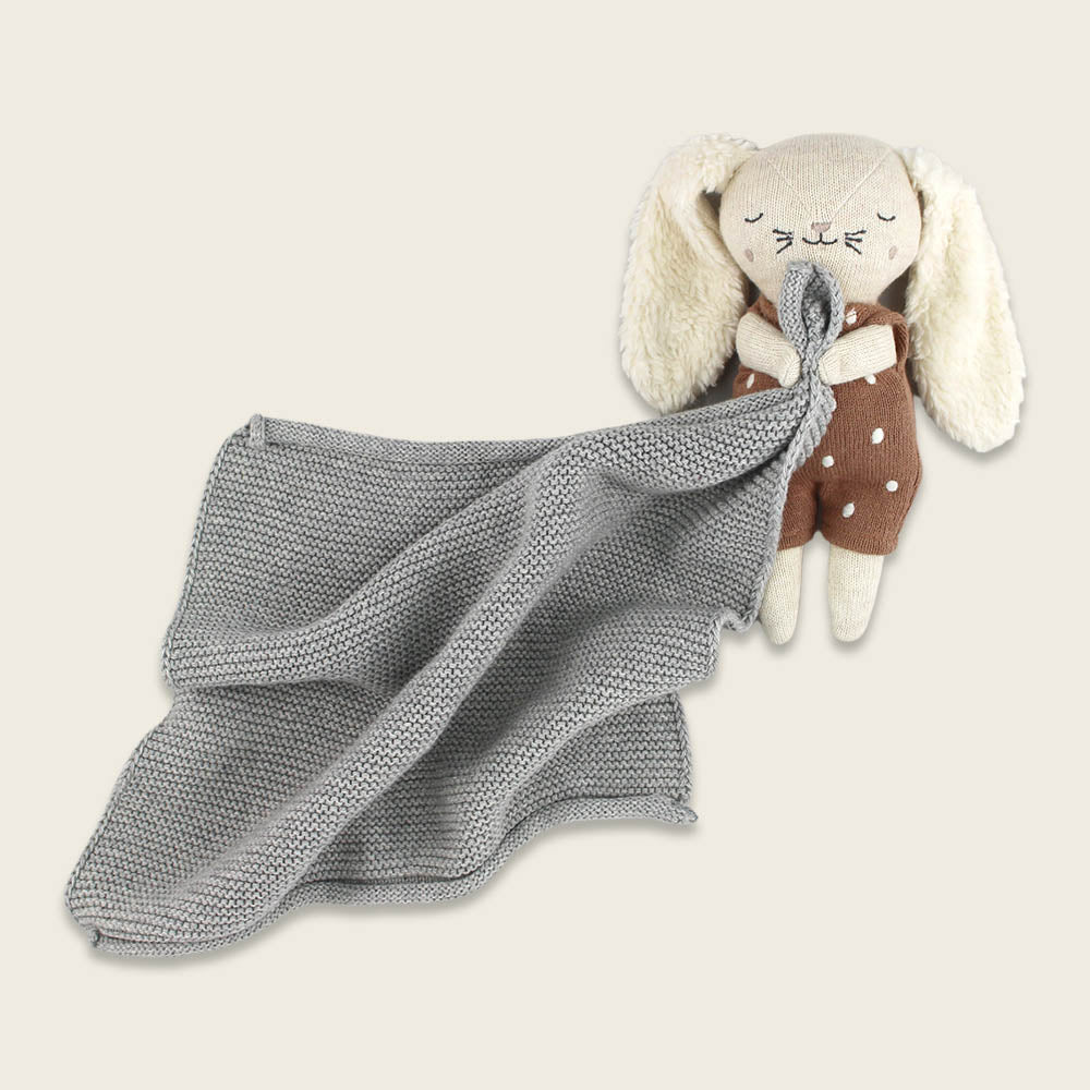 Graues Kuscheltuch mit Hase von Ava & Yves - aus 100% Bio Baumwolle, Produktabbildung