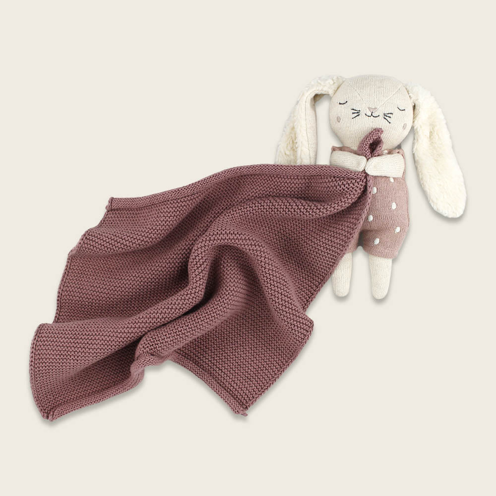 Rosa Kuscheltuch mit Hase von Ava & Yves - aus 100% Bio Baumwolle, Produktabbildung