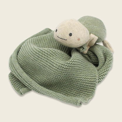 Mintfarbendes Kuscheltuch mit Schildkröte von Ava & Yves - aus 100% Bio Baumwolle