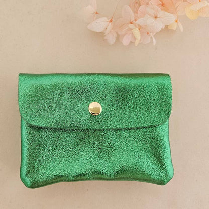 Portemonnaie aus schimmerndem Leder grün - Ideal für den Alltag oder für die nächste Party. Hergestellt in Italien.