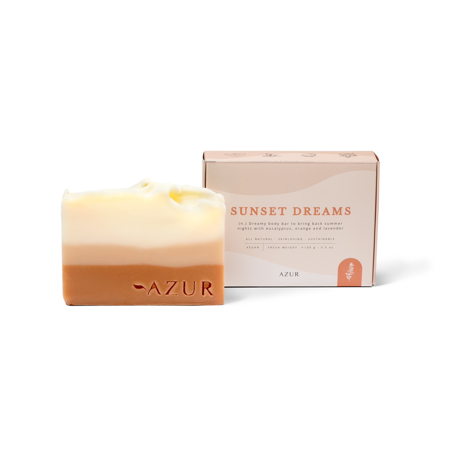Naturseife „Sunset Dreams“ von Azur Natural Bodycare – pflegende Seife mit entspannendem Duft