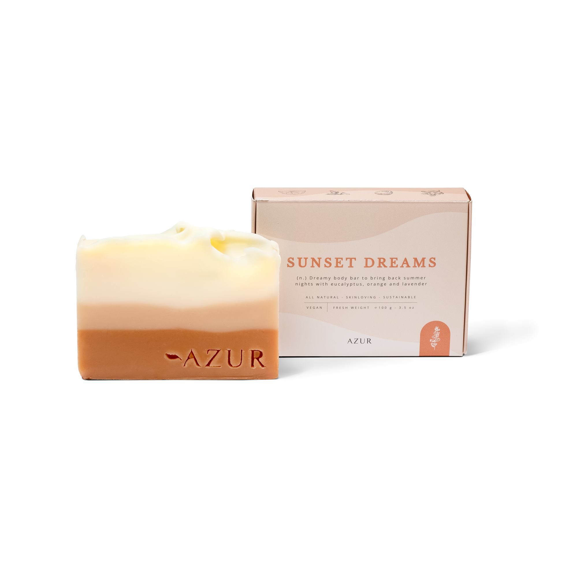 Naturseife „Sunset Dreams“ von Azur Natural Bodycare – pflegende Seife mit entspannendem Duft