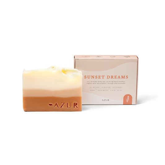 Naturseife „Sunset Dreams“ von Azur Natural Bodycare – pflegende Seife mit entspannendem Duft