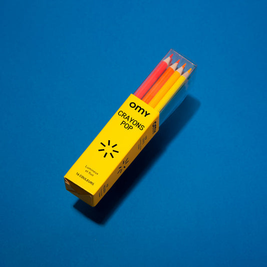 Die Pop Buntstifte von OMY in praktischer Box: 16 intensive Farben. Darunter 10 Neon- und 6 Glanzfarben. 