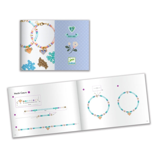 Schmuckset "Herzen & Flügel" von Djeco mit Erklärbuch zur Erstellung von Armbändern mit Charms
