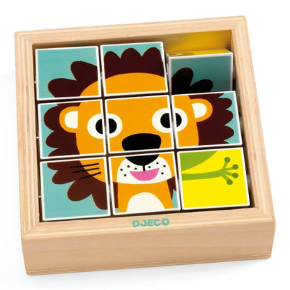 Holzpuzzle "Touranimo" von Djeco - Drehpuzzle mit 9 sich drehenden Puzzleteilen