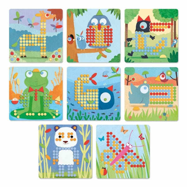 Lernspiel "Mosaico Rigolo" von Djeco - 8 verschiedene Tiermotive