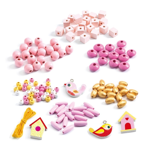 Schmuckset "Vögel" zum Basteln von Djeco - harmonisch abgestimmtes Set für Ketten & Armbänder