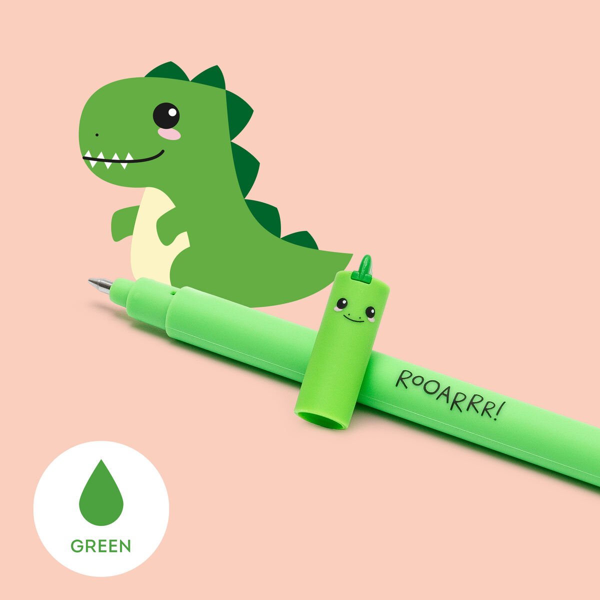 Löschbarer Gelstift "Dino" von Legami- mit grüner Tinte