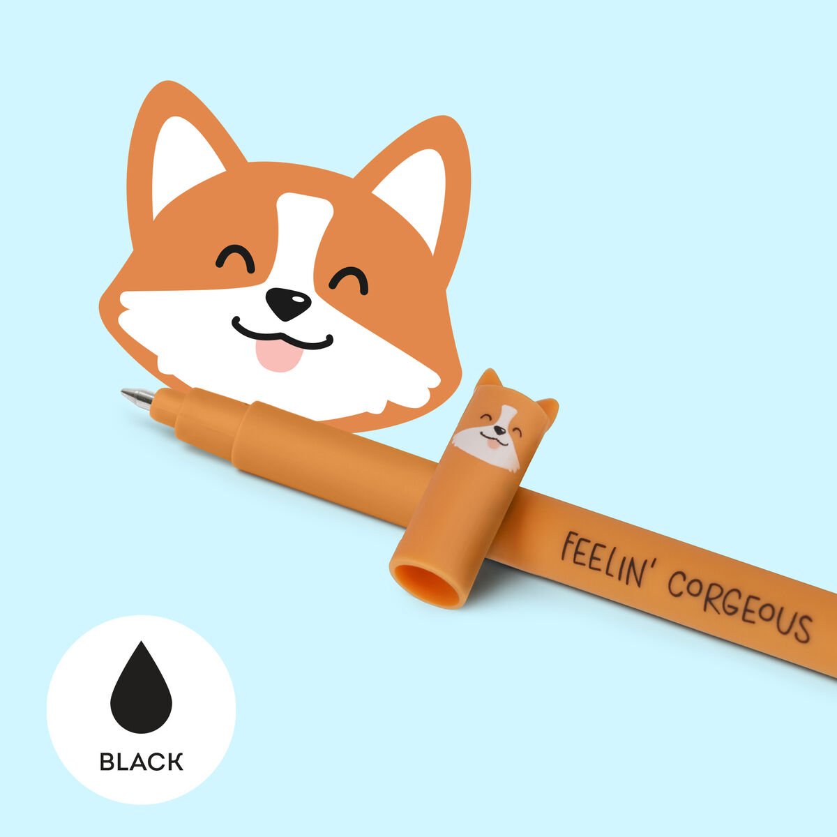 Löschbarer Gelstift Corgi von Legami - mit schwarzer Tinte
