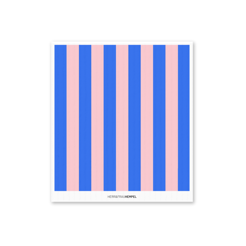 Schwammtuch "Streifen in blau, rosa" von Herr & Frau Hempel - Produktabbildung