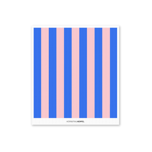 Schwammtuch "Streifen in blau, rosa" von Herr & Frau Hempel - Produktabbildung