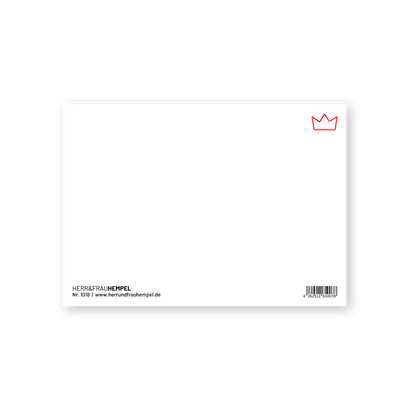 Postkarte "The Girls Club" von Herr & Frau Hempel - Rückseite blanko mit süßer Krone an Stelle der Breifmarke.