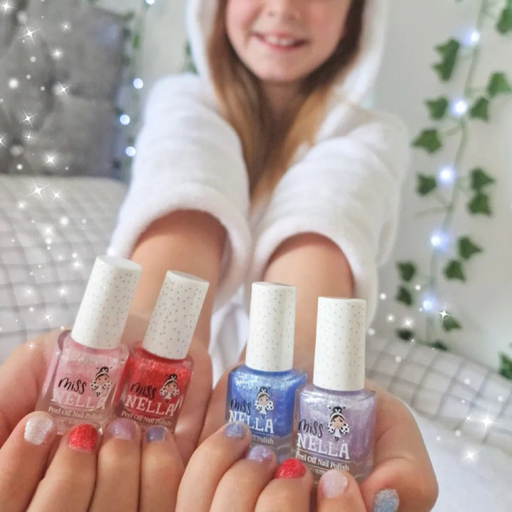 Kindernagellack "Sparky Zebra" im schimmernden lila und weitere Farben von Miss Nella - ideale Beschäftigung für den nächsten Kindergeburtstag oder als Geschenk.