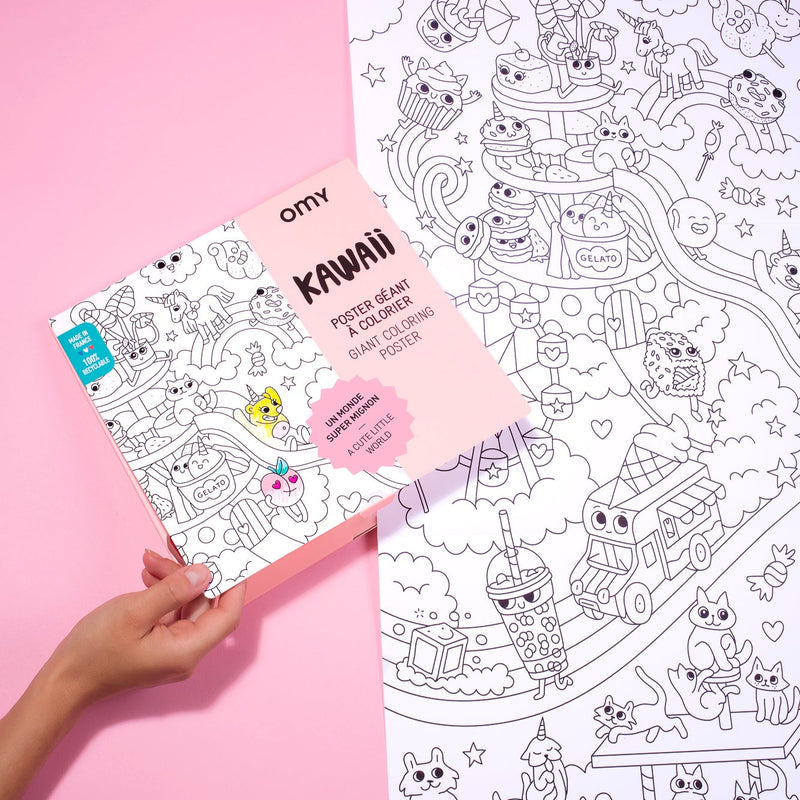 XXL Ausmalposter "Kawaii" von OMY - Abbildung von Poster und Verpackung