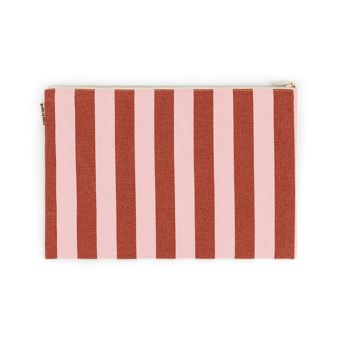 Clutch "Lili" mit Streifen in pink & bordeaux von Rose in April: OEKO-TEX, hergestellt in Portugal.