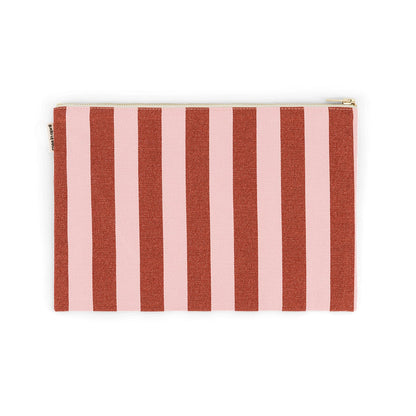 Clutch "Lili" mit Streifen in pink & bordeaux von Rose in April: OEKO-TEX, hergestellt in Portugal.
