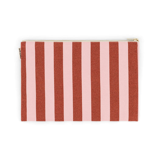 Clutch "Lili" mit Streifen in pink & bordeaux von Rose in April: OEKO-TEX, hergestellt in Portugal.