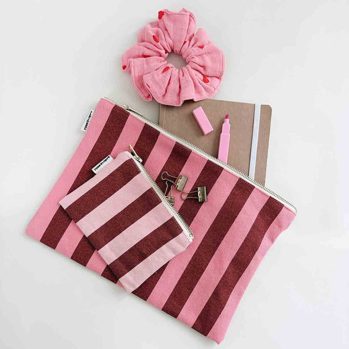 Tasche "Marie" in der Kombi rosa /bordeaux von Rose in April zusammen mit Clutch Lilli