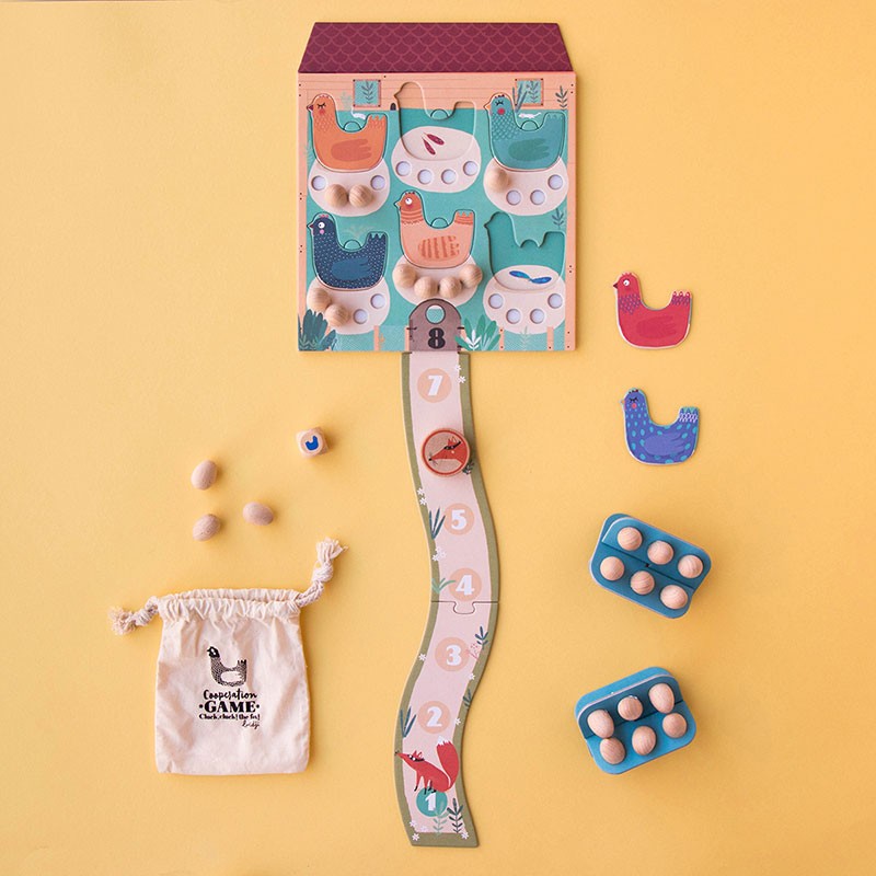 Spiel "Cluck Cluck" von Londji - rettet die Hühner und Eier vor dem Fuchs