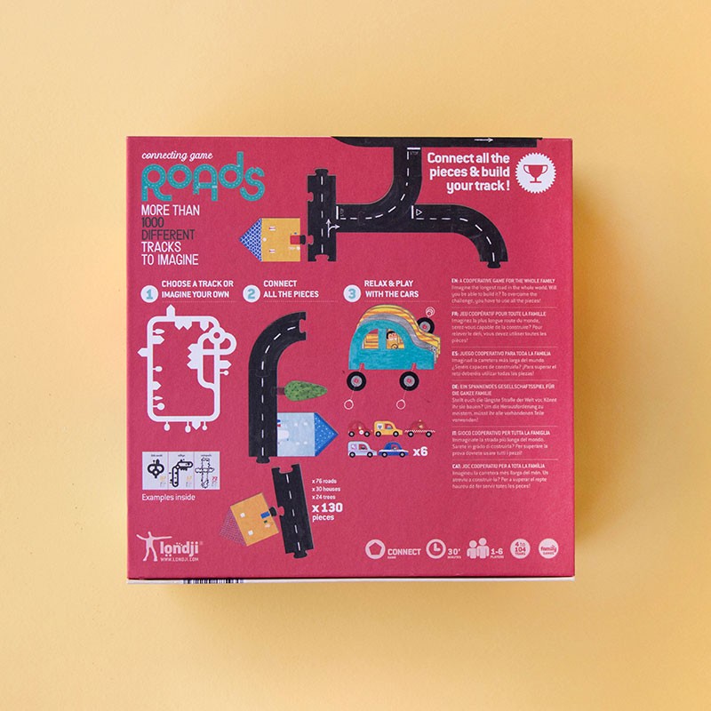 Spiel Roads von Londji: mit 1.000 Straßenkombis, 6 Autos und 11 verschiedenen Anleitung 