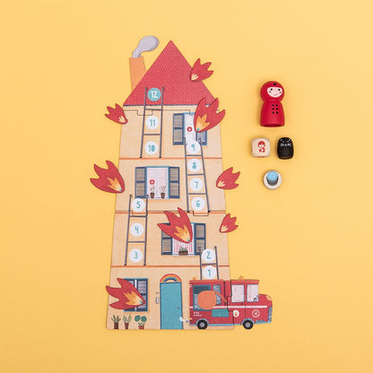 Spiel "Save the Cat" von Londji – dem Feuerwehrleute retten die Katze. 