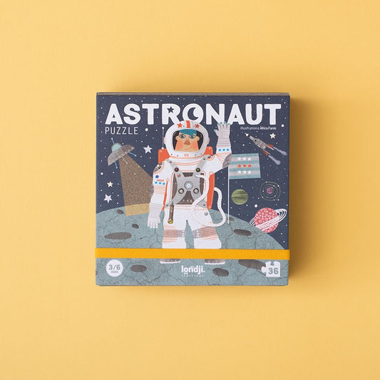 Pocket Puzzle "Astronaut" von Londji – 36-teiliges Minipuzzle mit Astronaut, Planeten und Raumschiffen. 