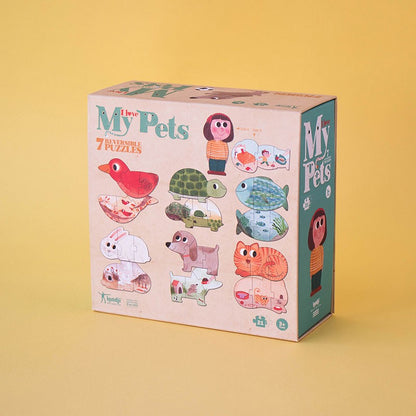 Puzzle "I love my Pets" von Londji - 7 doppelseitige Puzzles, ideal für kleine Hände