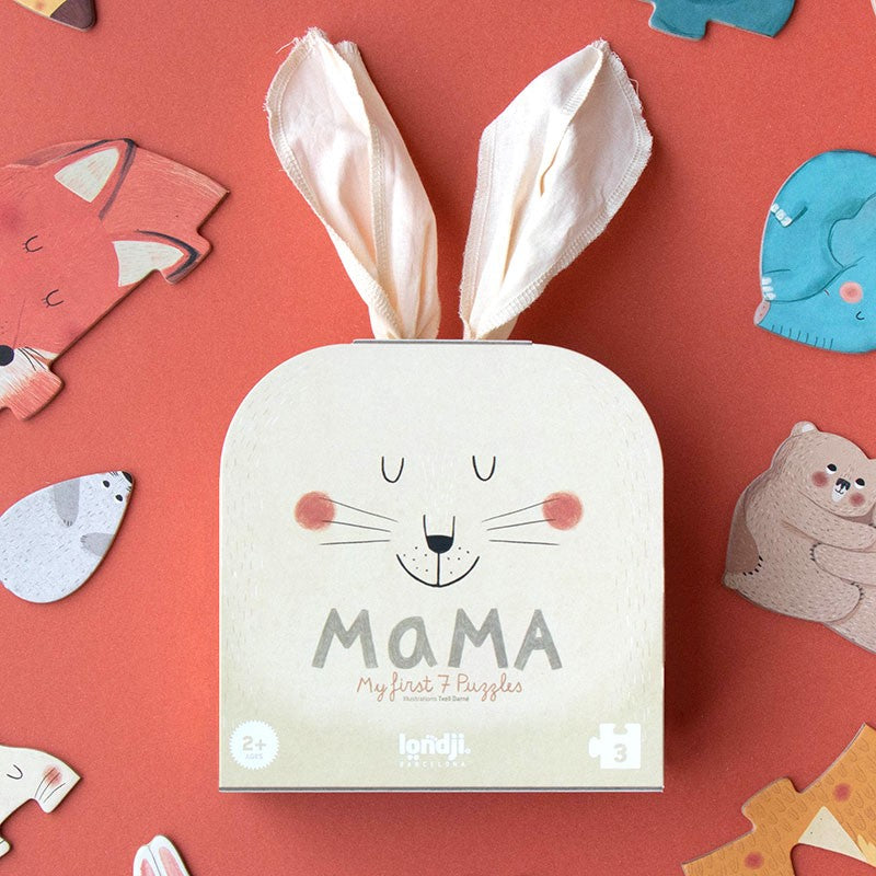 Puzzle "Mama" von Londji – 7 Puzzles mit niedlichen Tiermüttern und ihren Babys