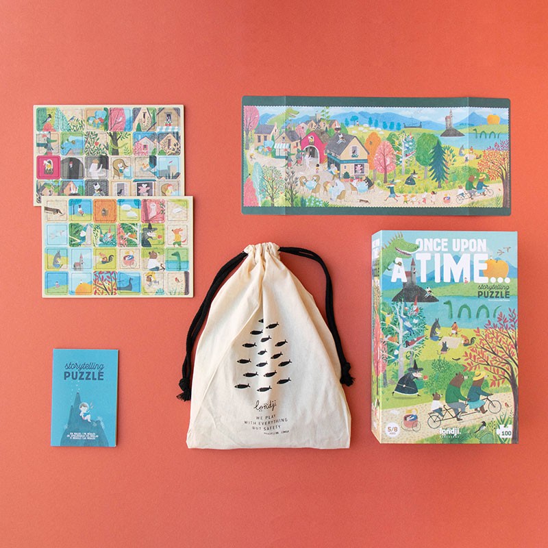 Inhalt: 100 Puzzleteile und 48 Spielkarten in praktischem Säckchen – alles für kreativen Spielspaß.