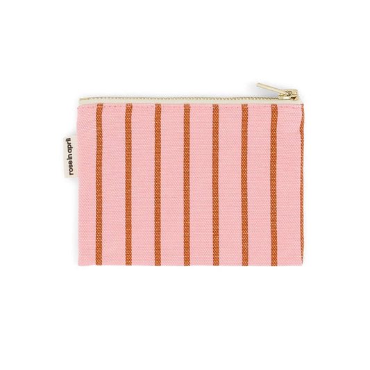 Tasche "Marie" mit rosa Streifen von Rose in April – stylish & praktisch für Münzen & Schmuck. 100 % Baumwolle, gefertigt in Portugal, OEKO TEX zertifiziert