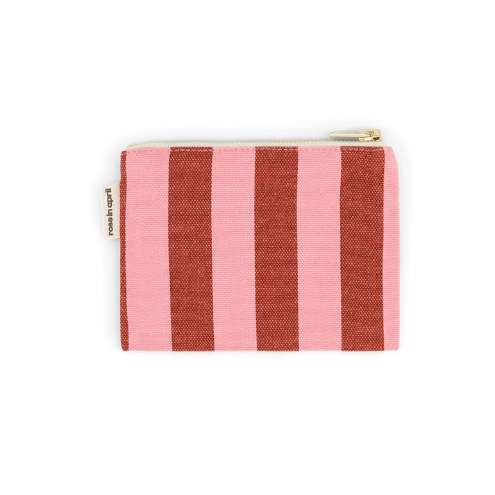 Tasche "Marie" in der Kombi pink/bordeaux von Rose in April – stylish & praktisch für Münzen & Schmuck. 100 % Baumwolle, gefertigt in Portugal, OEKO TEX zertifiziert