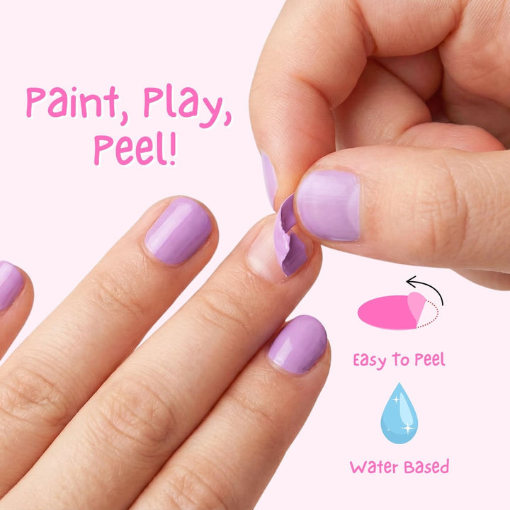 Kindernagellack „Bubble Gum“ im zartem Lila von Miss Nella. Peel-off Nagellack für Kinder: einfach abziehbar und frei von chemischen Inhaltsstoffen.